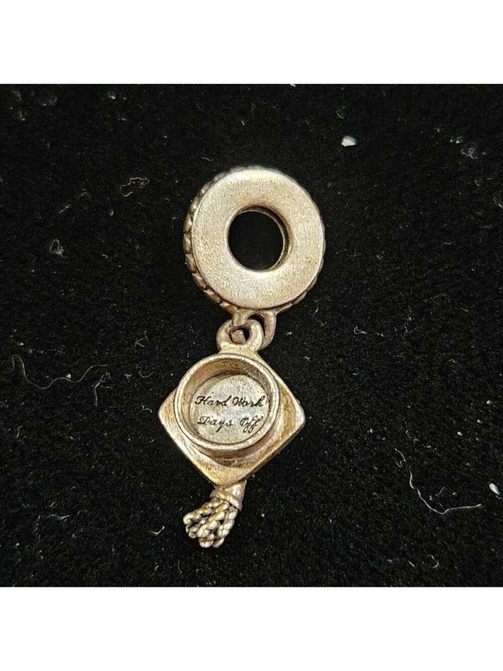 Graduation Cap Charm Pendant Sterling Silver "Hard Work Pays Off"  ALE 925